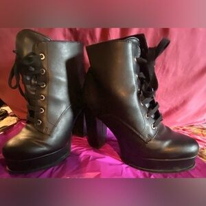 Black Ankle Boots with Platform Heels